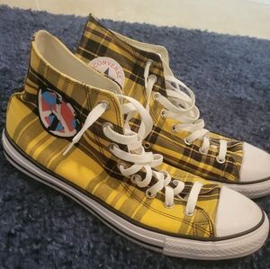 Yellow Plaid Hi Top Converse M 10/ W 12
